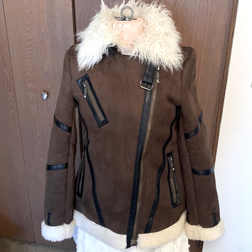 Michael Kors Suede faux fur jacket XS